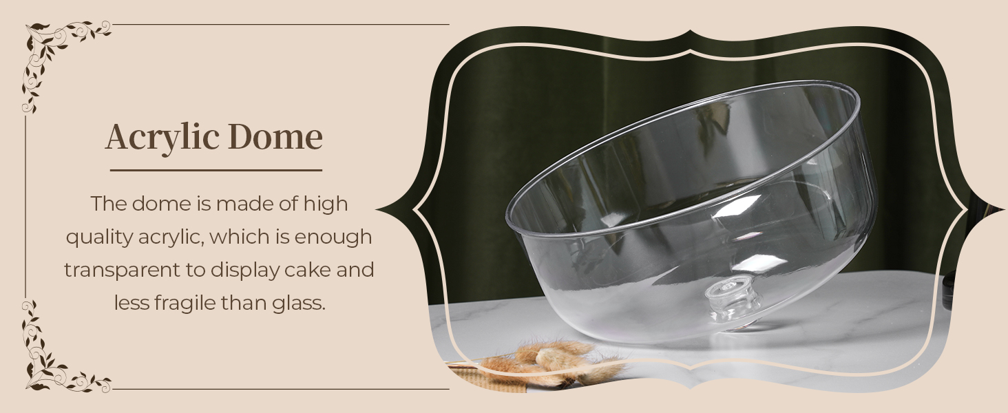 Підставка для тортів Ohuhu з бамбука 2-в-1 з кришкою, обертова тарка для тортів з 3 знімними ніжками та акриловою кришкою для випічки, декорування та святкування, чудовий подарунок для жінок