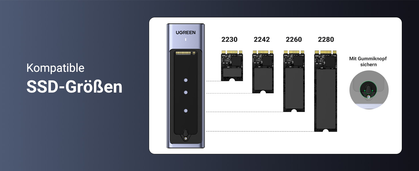 Зовнішній корпус для SSD UGREEN M.2 NVMe/SATA USB 3.2 Gen 2, швидкість 10 Гбіт/с