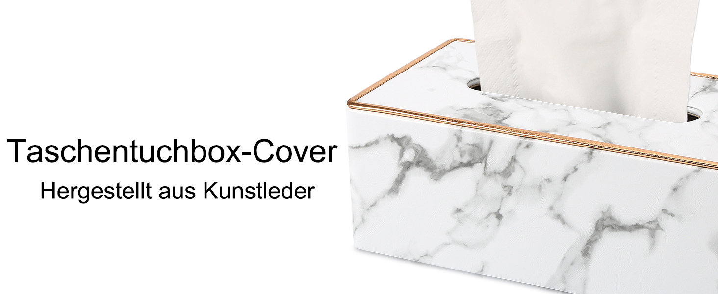 Коробка для серветок Rarapop з PU-шкіри, прямокутна, для комода, ванної кімнати, офісу (мраморний дизайн)