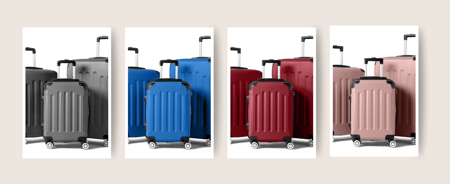 Набір валіз LEADZM 3 шт. з захистом кутів, ABS, телескопічний ручка, ручна поклажа, контрастне забарвлення (кремово-білий)