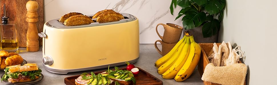 Тостер Cecotec Toaster 2 Scheiben Toast&Taste 1000 Retro Double: 980 Вт, 2 слоти, нержавіюча сталь, регулювання потужності, піддон для крихт, бежевий