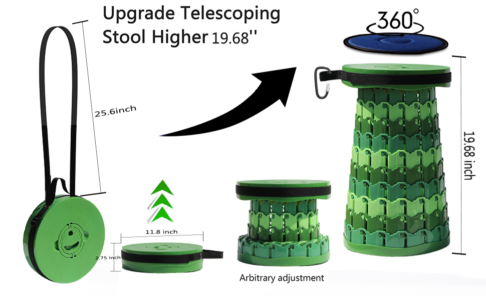 Алевмум: Телескопічний складаний стільчик з подушкою, 50см, 450кг, бамбук