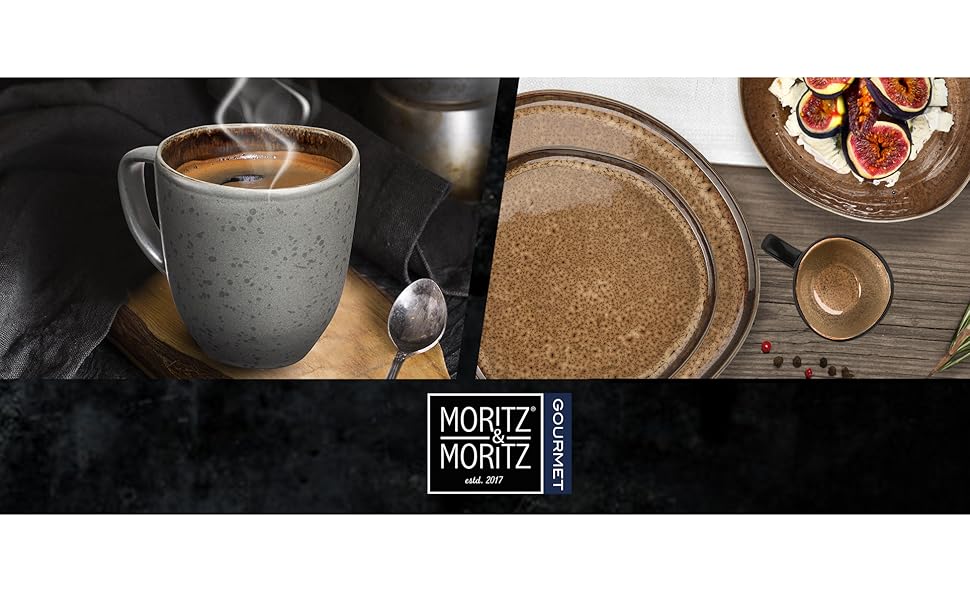 Набір келихів для кави Moritz & Moritz ORGANIC 6 шт. - бежеві келихи з каменю з унікальним градієнтом кольору, придатні для миття в посудомийній машині
