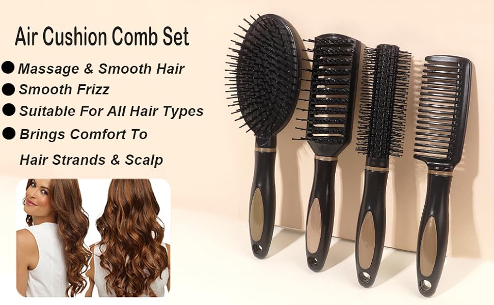 Набір гребінців для волосся 5 шт., антистатичні, масажні, для жінок та чоловіків, для всіх типів волосся
