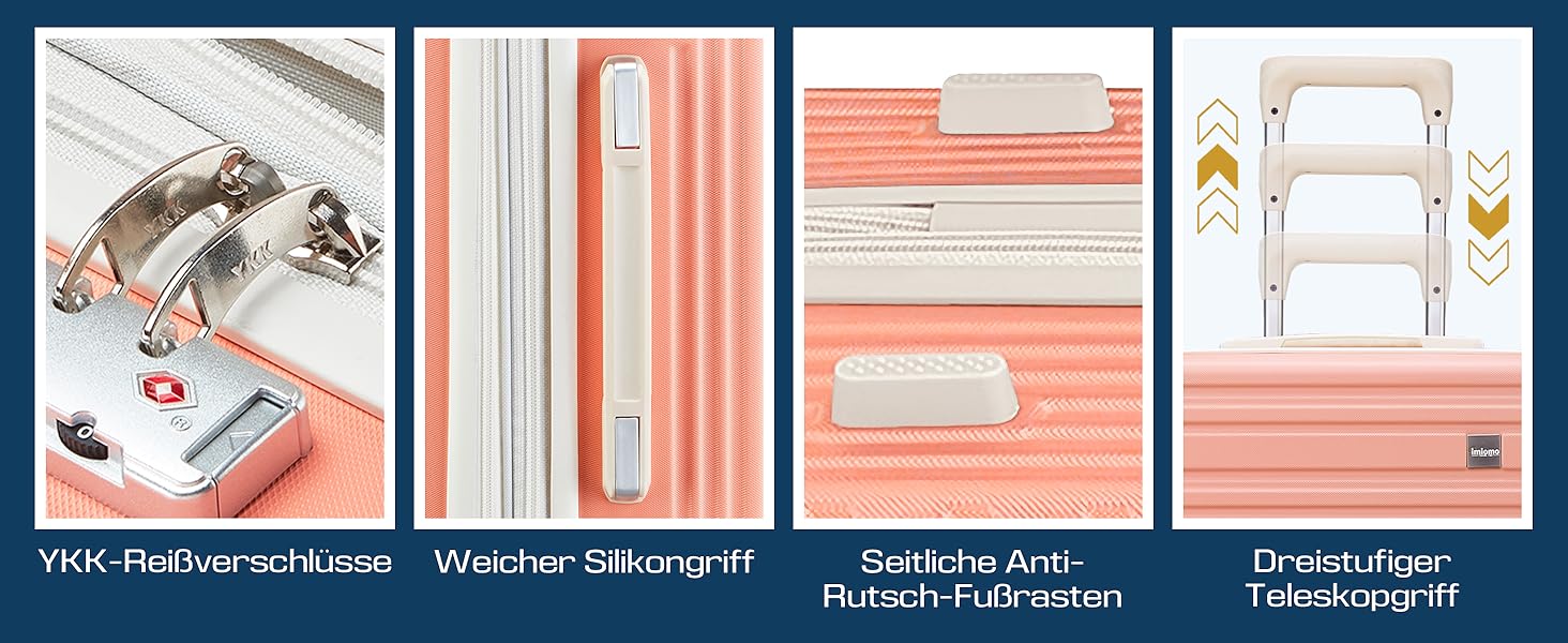 Набір валіз Joyway: велика валіза з ABS-пластику, 4 колеса, TSA-замок, сумка для ручної поклажі та кульбага (Рожевий)