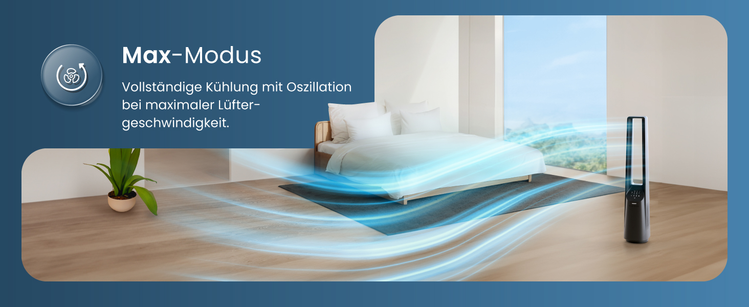 Вентилятор Pro Breeze 101 см з ротором, осцилюючий, з пультом, LED-дисплеєм, 6 швидкостей, тихий, 5 режимів, авто-обертання 60°, таймер 7 год, чорний