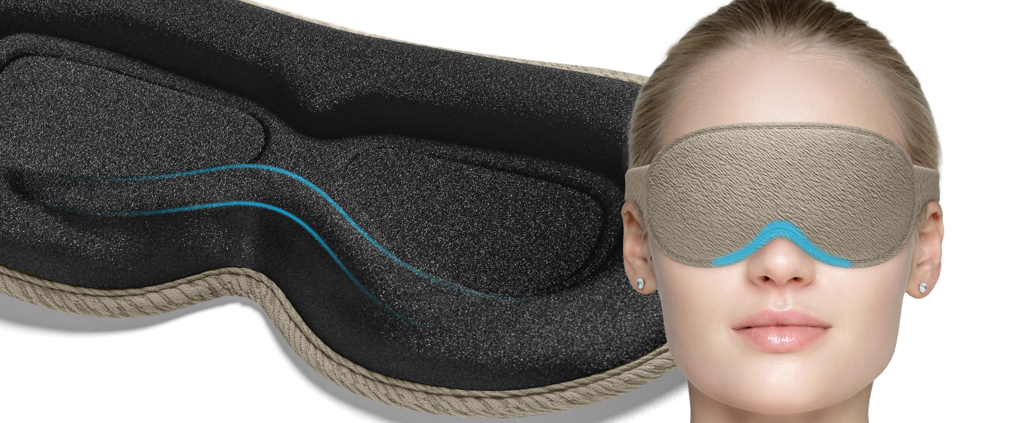 Маска для сну Trilancer з блокуванням світла 99.99%, 3D дизайн, для чоловіків та жінок, комфортна для бічних схилів, для сну, медитації, подорожей та дому (колір: коричневий)