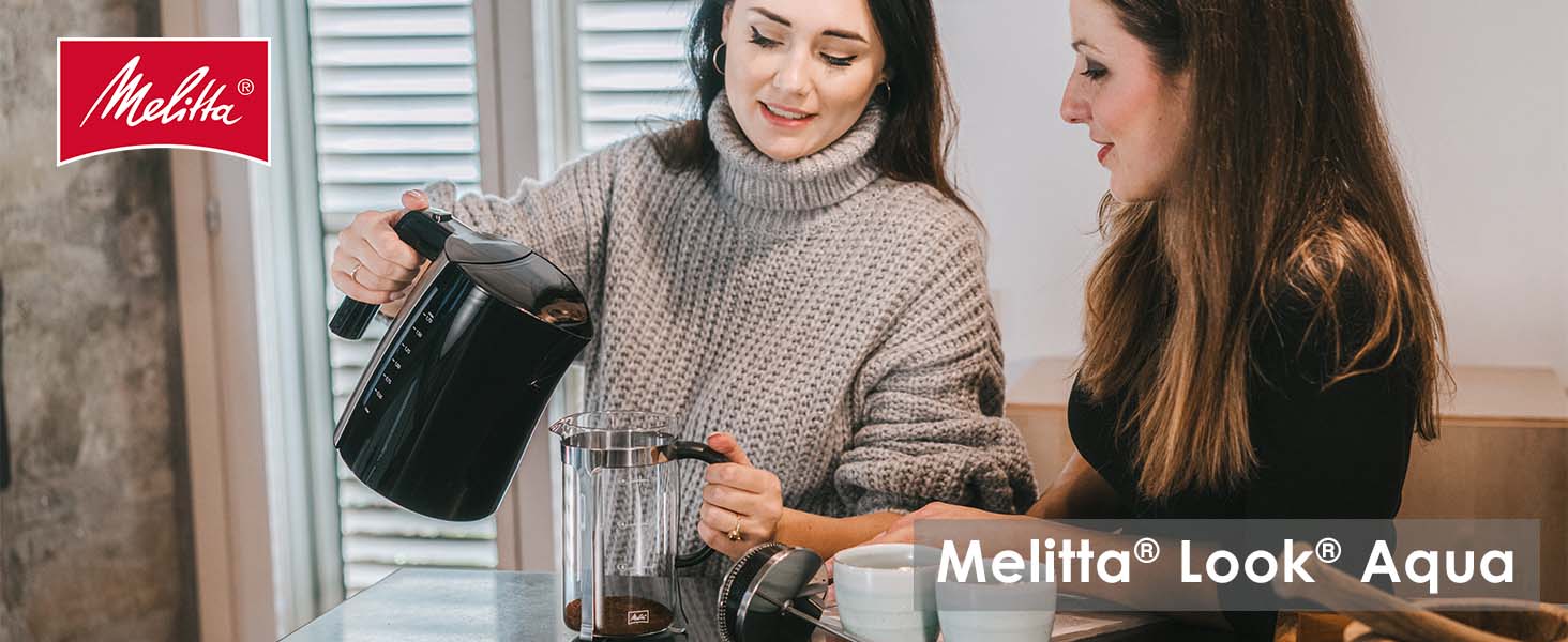 Електричний чайник MELITTA Look Aqua DeLuxe 1.7 л (2400 Вт) з регулюванням температури (80°C, 95°C, 100°C) для чаю, дитячого харчування та з функцією підтримання тепла