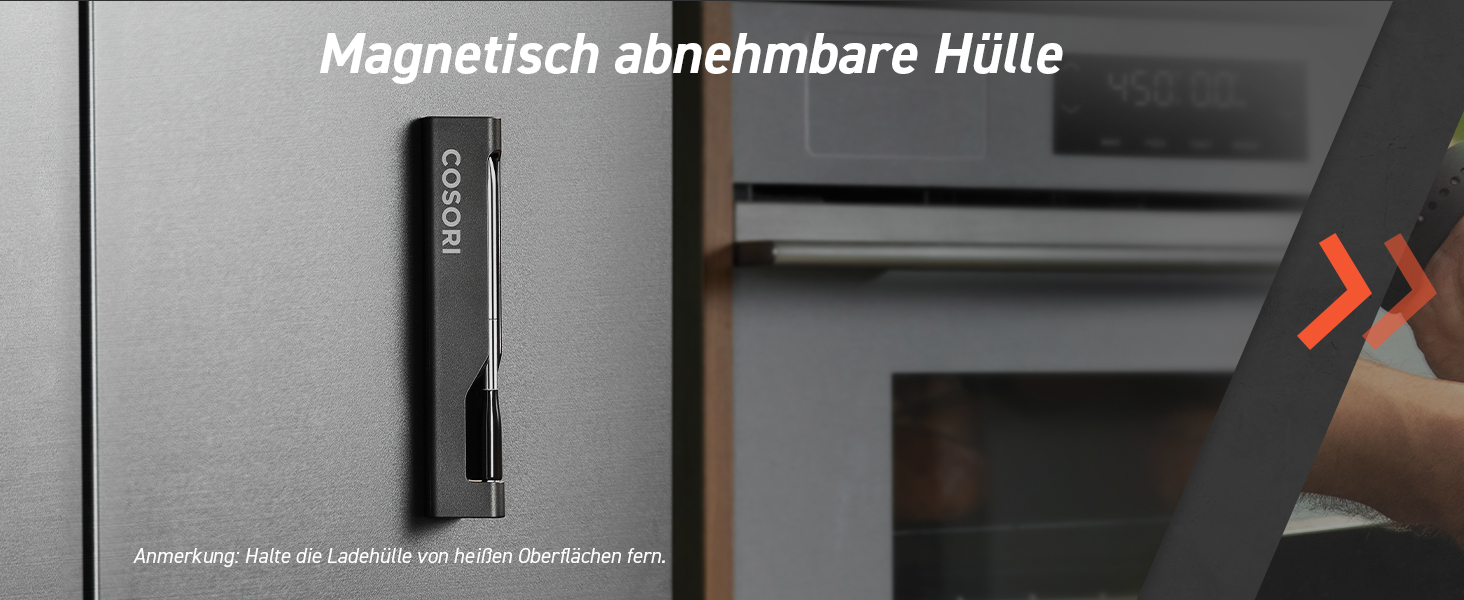 COSORI Смарт термометр для м'яса, бездротовий Bluetooth термометр для гриля та кухні, підходить для аерофритюрниці, мийка в посудомийній машині, чорний