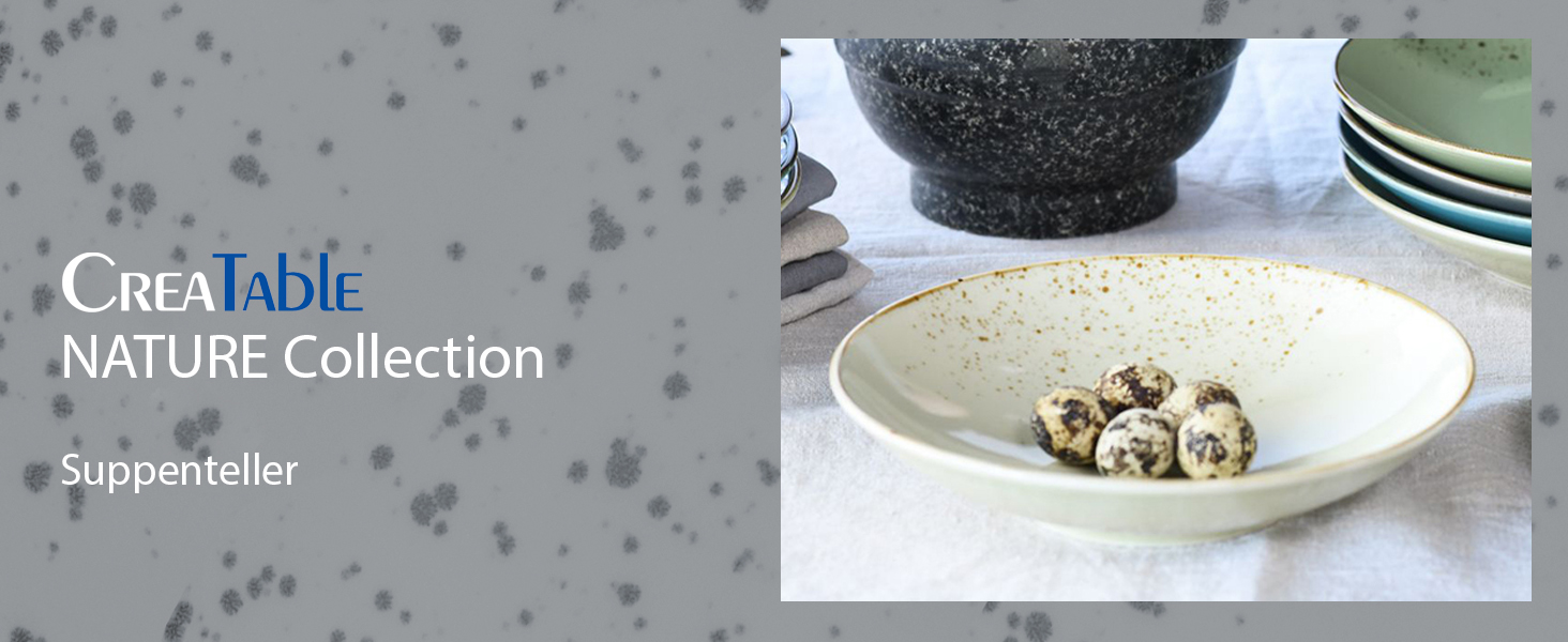 CreaTable Green Life: 16-частинний набір посуду з каменю, для дому та ресторану, сумісний з мийною машиною та мікрохвильовою піччю