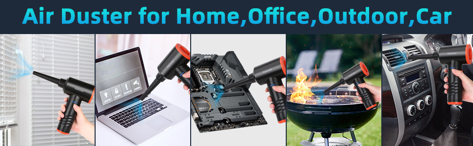 Електричний пилосос для повітряного видування ADDCOLOR, 3 швидкості, 100000 об/хв, LED-підсвічування, акумулятор 6000mAh, набір для чищення ПК, авто, дивану (чорний)