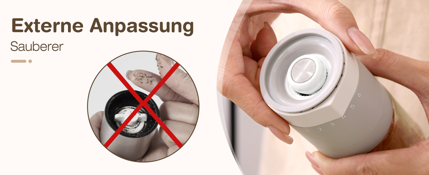 Набір з 2 мельниць для солі та перцю Vucchini з керамічним механізмом, регулювання помелу, сірий та білий колір