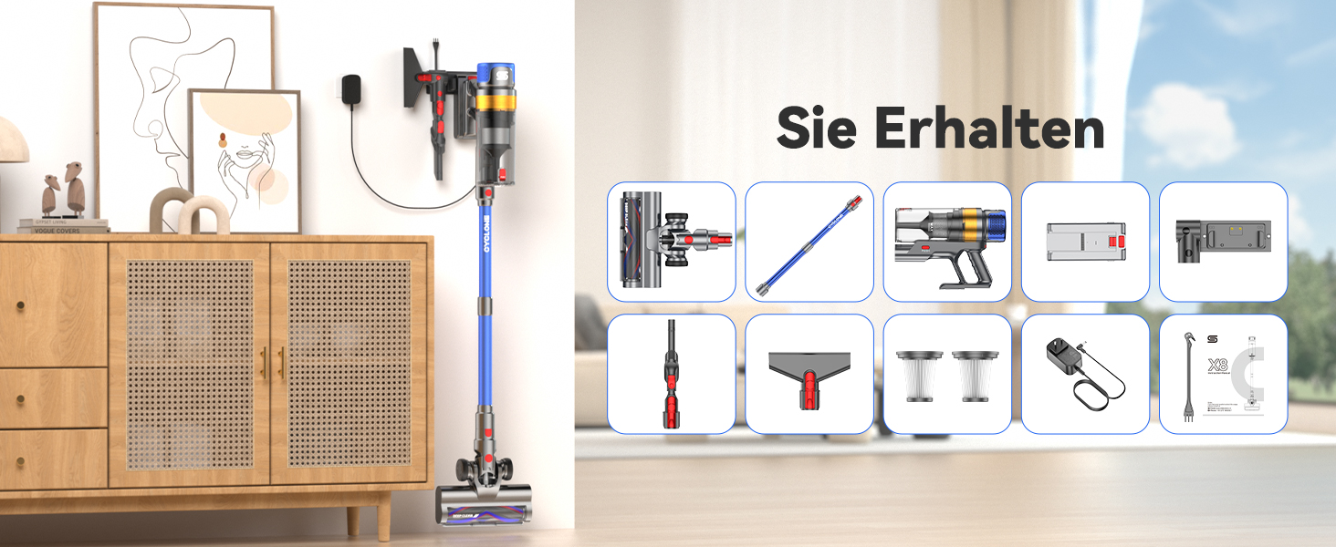 Бездротовий пилосос Sulean 580W з акумулятором, 70 хв роботи, 48000Pa, Smart Display, 1.6L, антинамотування, для твердих поверхонь, килимів, шерсті тварин
