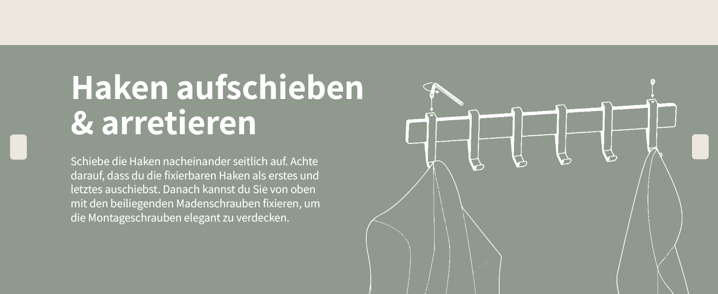 Настінна металева вішалка Designfabrik Hamburg, чорна, 80 см, з рухомими гачками, сучасний дизайн