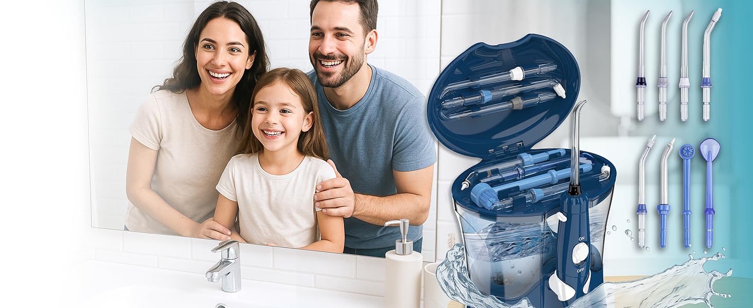 Іригатор для порожнини рота Munddusche PRO | Aquapik® | Професійне очищення зубів, видаляє наліт, рекомендовано стоматологами, для імплантів та брекетів | 8 насадок, 10 рівнів тиску, 600 мл (Білий)