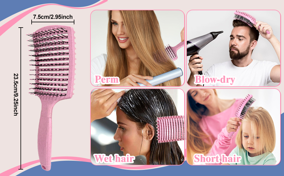 Щітка для кучерявого волосся: формування та визначення кучерявок (рожева)