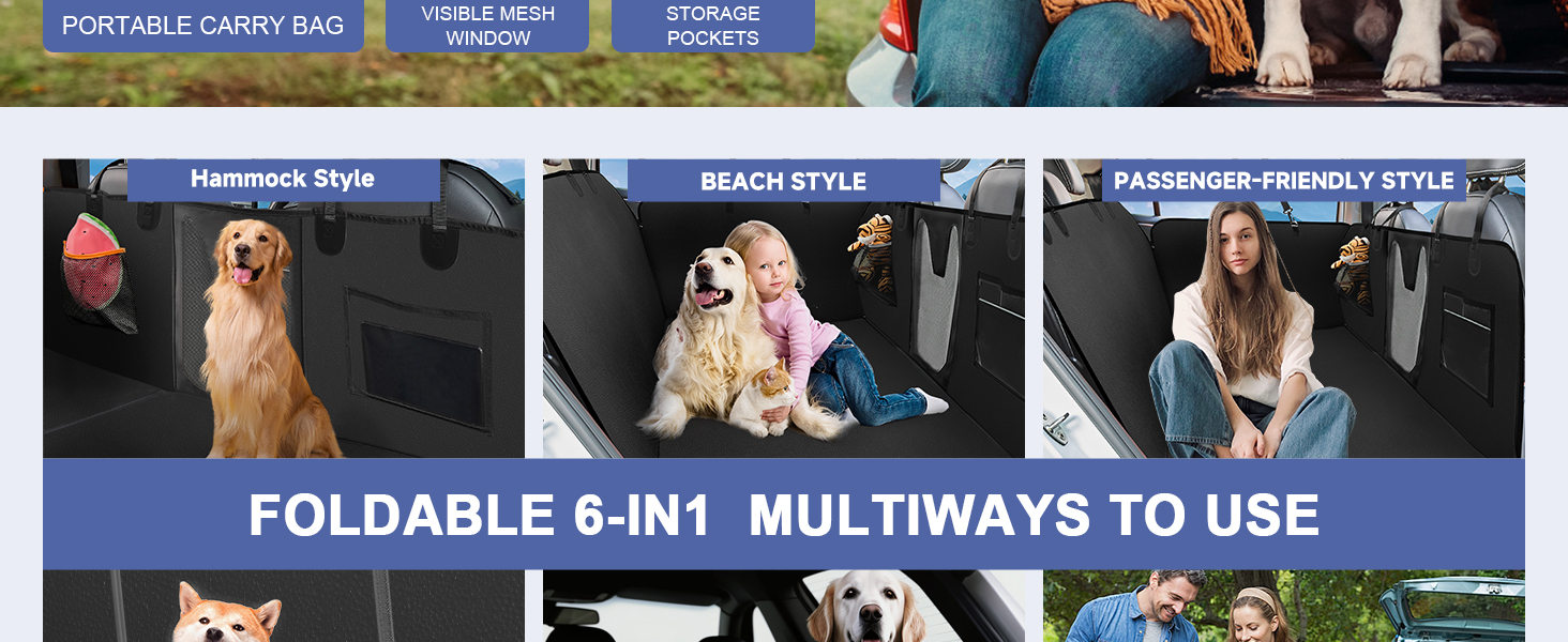 Захист для заднього сидіння автомобіля для собак з жорстким дном, 400 lbs, водовідштовхувальний, з сіткою, чорний, розмір L (147x75 см), штучна шкіра