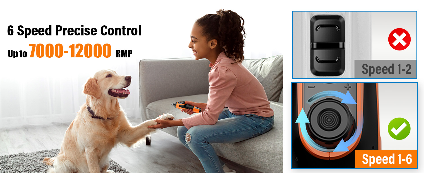 Шліфувальник кігтів для собак Casfuy Smarter Krallenschleifer 6-ступінчатий – 50% потужніший. З 2 LED-лампами, супертихий, перезаряджуваний. Підходить для собак та котів великих, середніх та маленьких порід. Білий (Оранжевий)