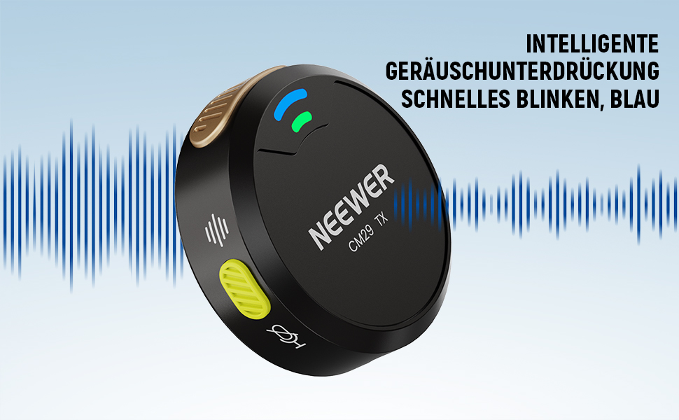 NEEWER CM29 Мініатюрний бездротовий мікрофон-петличка, 48kHz/24Bit з шумозаглушенням, 25 годин роботи, 150м радіус дії, сумісний з iPhone, iPad, Android, DJI, Insta360, ПК, Mac (1RX+2TX+зарядний кейс)