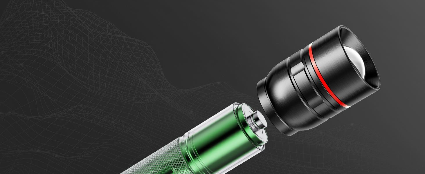 LED ліхтар Gearlite, 2000 люмен, 3 режими, Zoom, IP65, водонепроникний, чорний