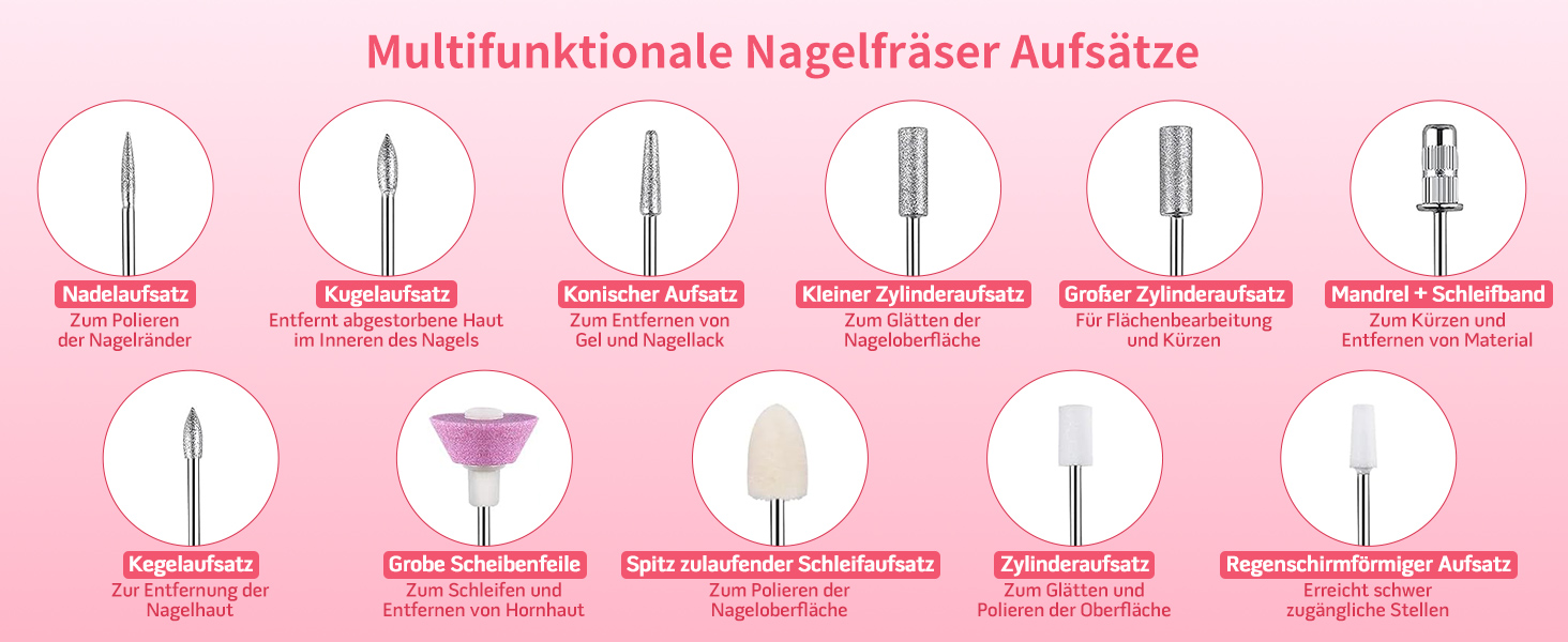 Електричний фрезер для нігтів Ziweo з LED дисплеєм, 45000 об/хв, для манікюру та педикюру, для гелю, акрилу, акригелю, Shellac