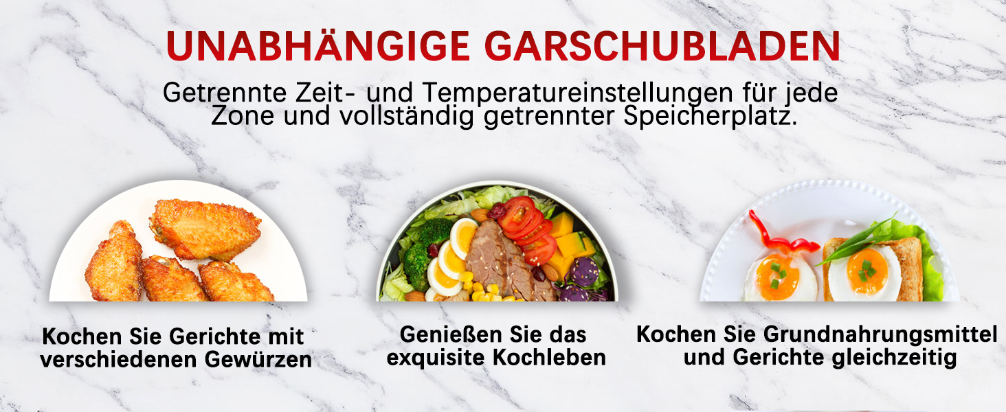 Фритюрниця повітряна Jacgood 9L з 2 кошиками, 1800W, цифрове управління, 8 програм