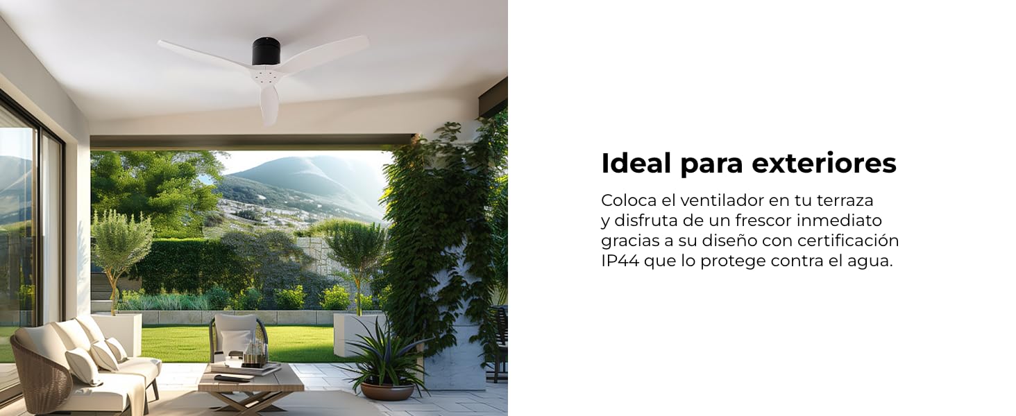 Вентилятор стельовий Cecotec EnergySilence Aero 5500 Aqua IronDarkWood Connected, двигун DC 40W, Wi-Fi, для дому та вулиці, 3 лопаті, 6 режимів, металік та темно-коричневий сталь | темне дерево