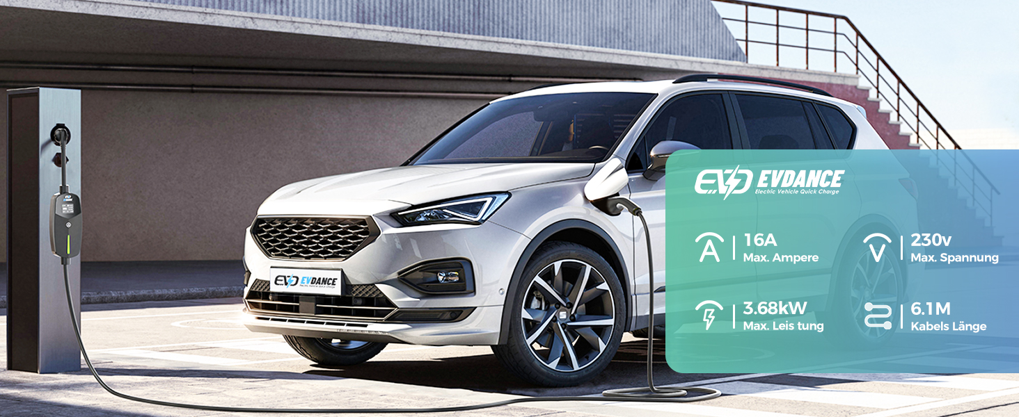 Кабель для зарядки електромобіля Type 2 Schuko, 3.68kW, 6.1м, 6-16A (чорний)