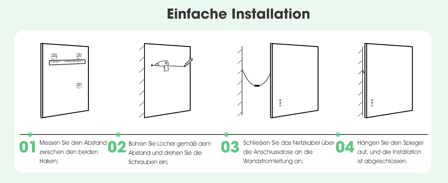 Дзеркало для ванної кімнати зі світлодіодною підсвіткою S'bagno Bluetooth 80x60 см, з підігрівом, регулюванням яскравості, пам'яттю, HD-скло, IP44, горизонтальне/вертикальне встановлення