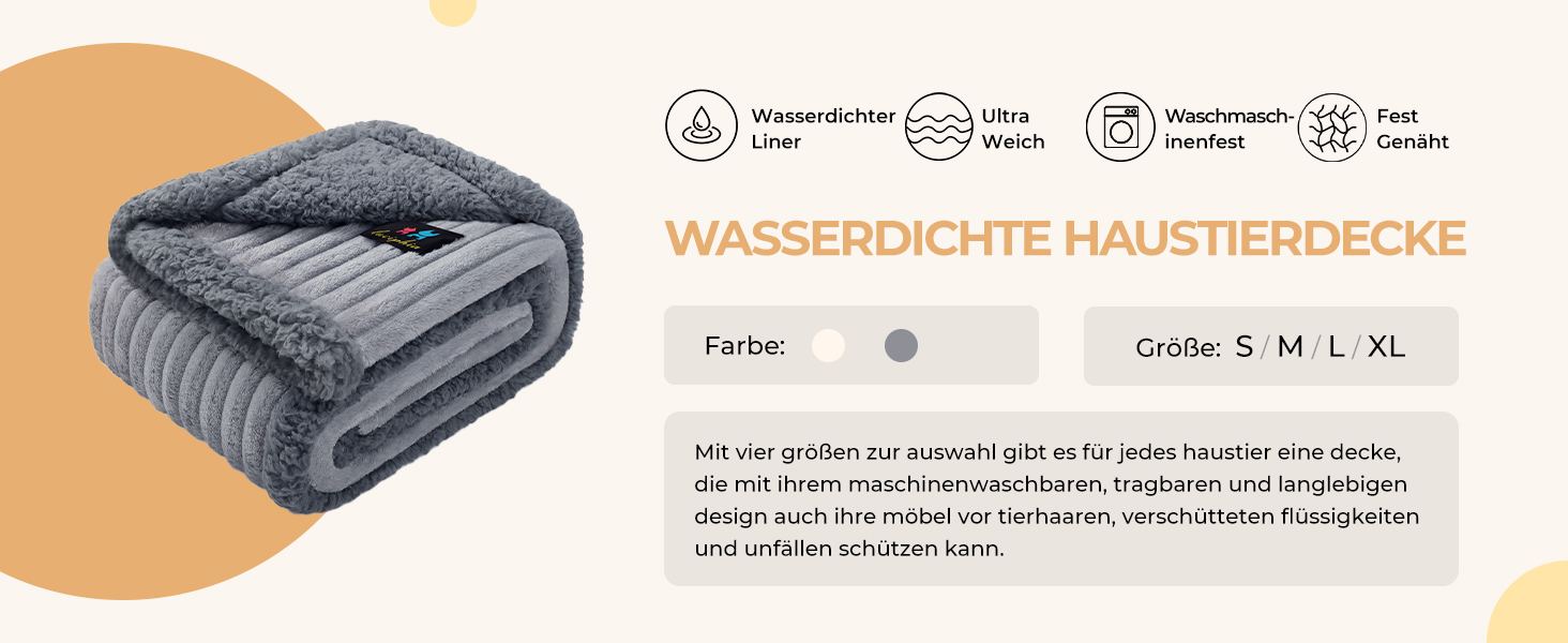 Водонепроникний плед для собак Luciphia, миючий, для собак, котів, цуценят, теплий, м'який флісовий плед Sherpa, для ліжка, дивану, канапи, сірий (102 * 145 см), розмір M (102 * 145 см)