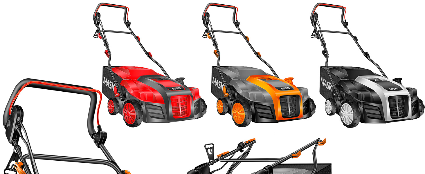 MASKO® Електричний аератор-скарифікатор 2в1 для газону, 1800 Вт, 40 см, 55 л, регулювання глибини, лоток, щітка, рукавички