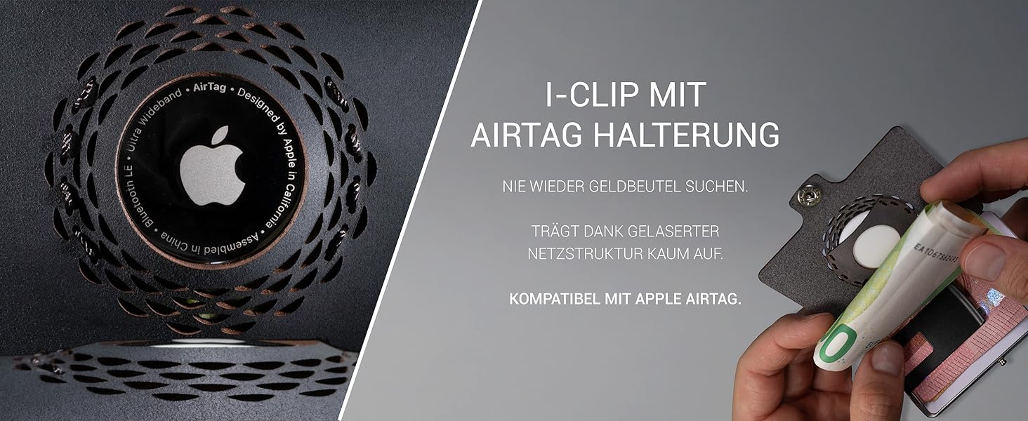 Міні-гаманець I-CLIP з кліпсою для грошей - Slim гаманець з натуральної шкіри - чорний, з карбоновим дизайном