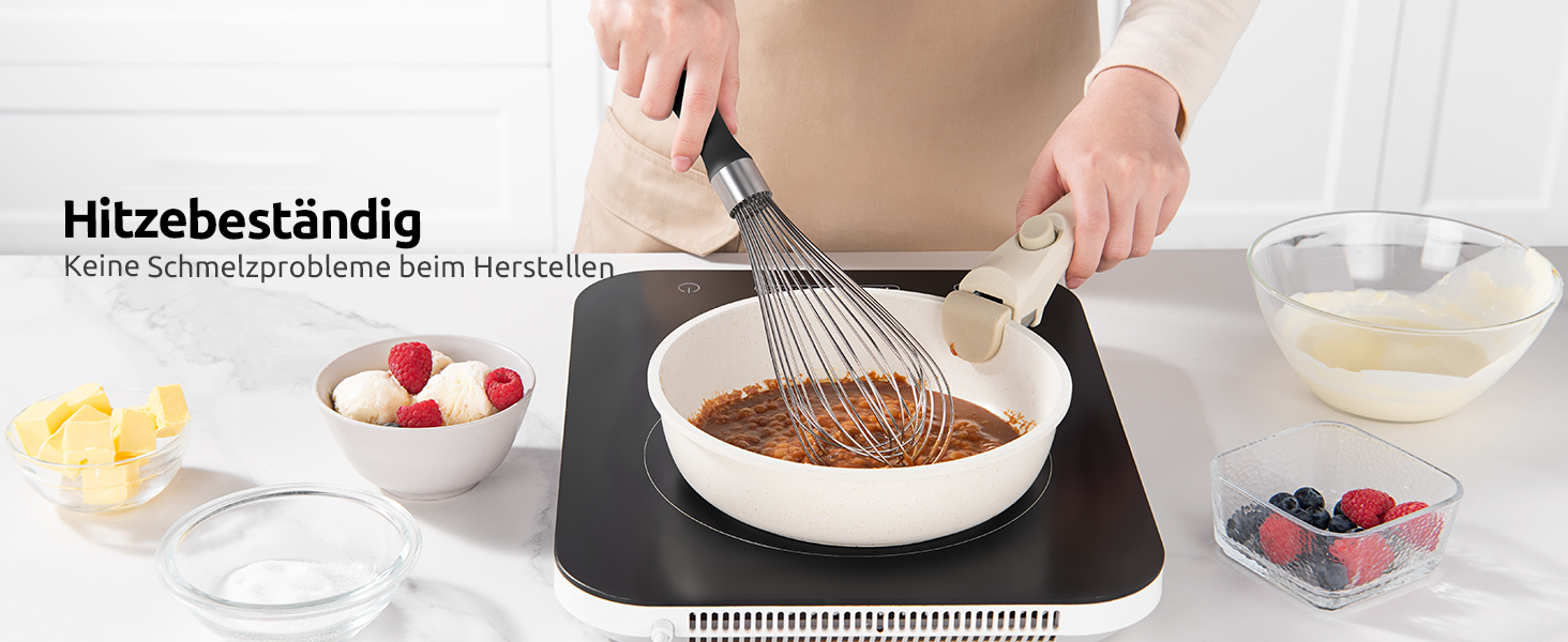 Міксер кухонний U-Taste, 30 см, з нержавіючої сталі 18/10, 12 гнучких дротів, силіконовий ручка, для тіста та соусів (Чорний)