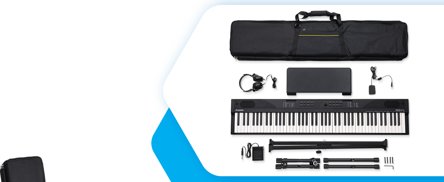 Клавіатура Alesis E-Piano з 88 клавішами, 480 звуків, USB-MIDI, динаміками, аксесуарами та уроками для початківців