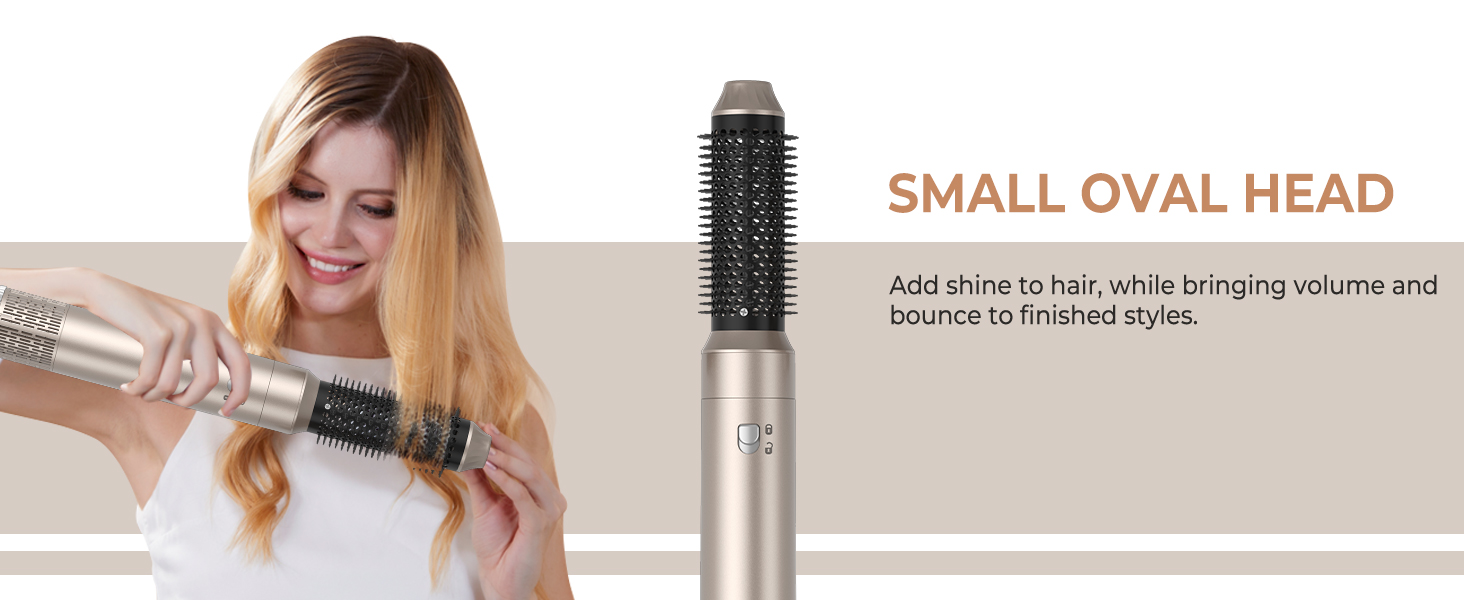 Професійний стайлер для волосся 6-в-1 з автоматичним завиванням, фен, круглі щітки, термощітка, випрямляч, мультистайлер Airbrush, подарунковий набір (Золотий)