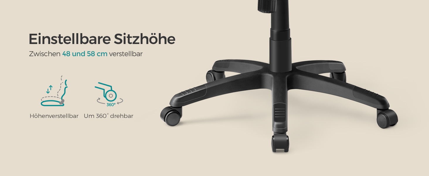 Крісло офісне SONGMICS для офісу та дому, крісло для комп'ютера, регульована висота, оббивка, OBG22B (карамельний колір, 53 x 51 x (112-122) см)