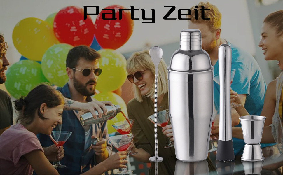Stainless Steel Cocktail Mix Set - 14 Piece Bartender Kit with Bamboo Stand - 750ml Shaker Set - Perfect Gift