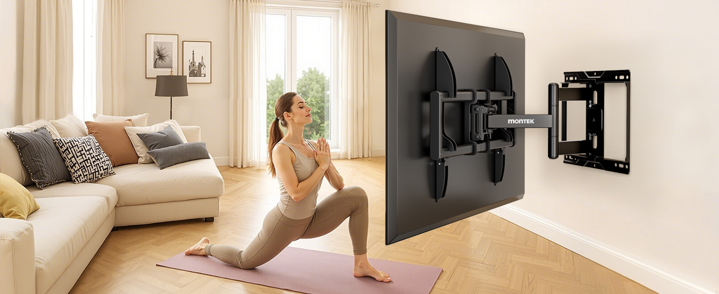Кріплення для телевізора monTEK Full Motion з регулюванням, 37-84 дюйми, до 50 кг, VESA 600x400 мм, для дерев'яних підставок