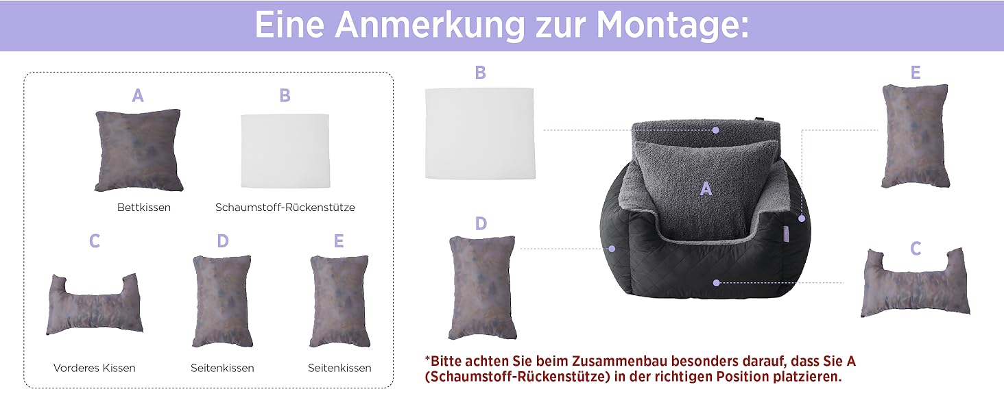 Автокрісло для собак Lesure - водовідштовхувальне, для маленьких собак, з поворотком для повідка, темно-сіре