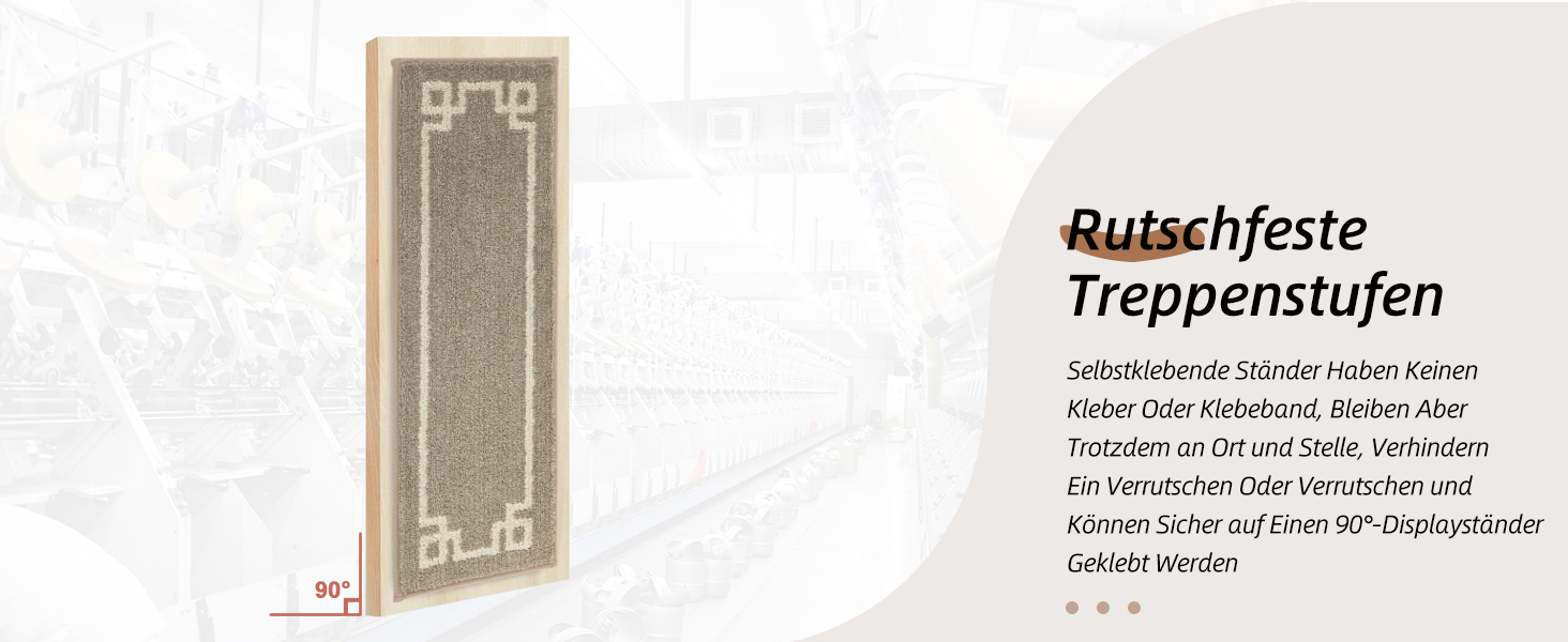 Килимочки на сходи BEQHAUSE, набір з 15 шт., самоклеючі, для дітей, літніх людей та домашніх тварин, 100% поліестер, TPE-підкладка, 22x70 см, бежевий