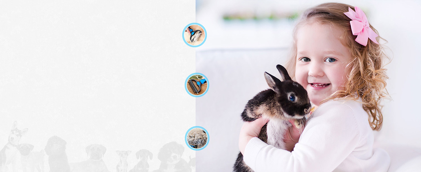 Професійна щітка для собак та котів Candure, довге волосся, догляд за шерстю, гребінець, двосторонні зубчики, 17+9, видаляє ковтуни, шерсть з меблів (Блакитна)