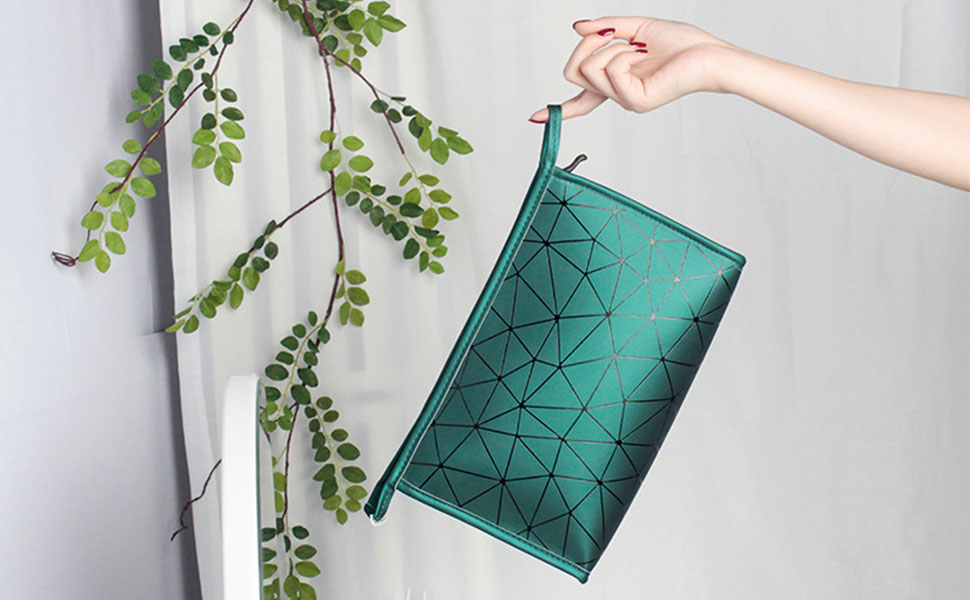 Набір косметичок на 3 шт. з блискавкою: водонепроникні органайзери для косметики та подорожей (зелені)