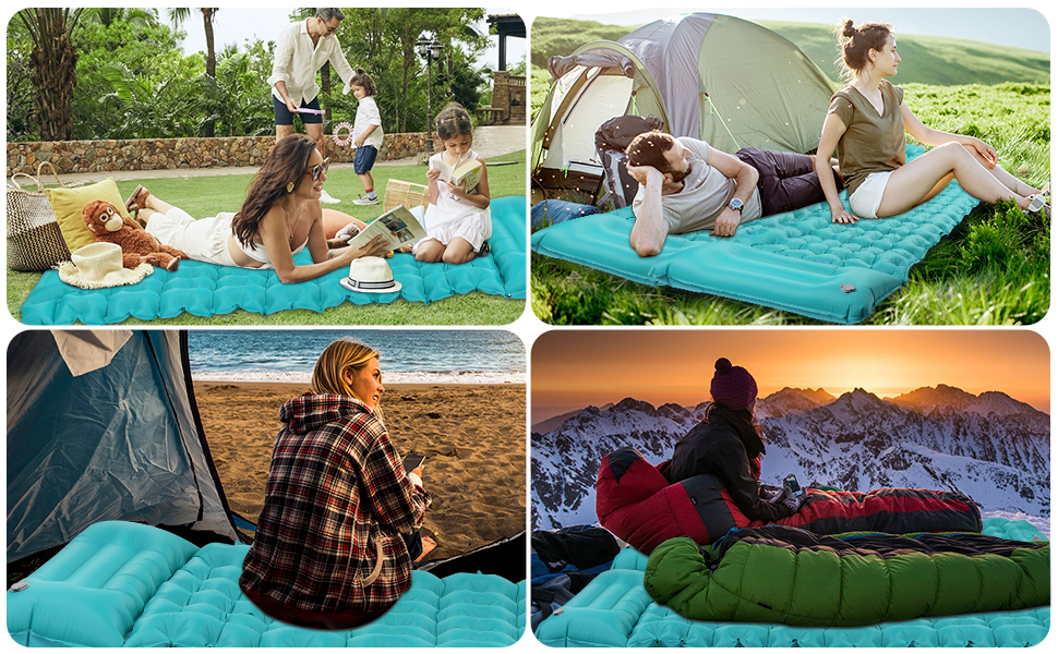 Надувна ізомат для кемпінгу DeeprBling Isomatte з самонадуванням та помпою, 200x70x10 см