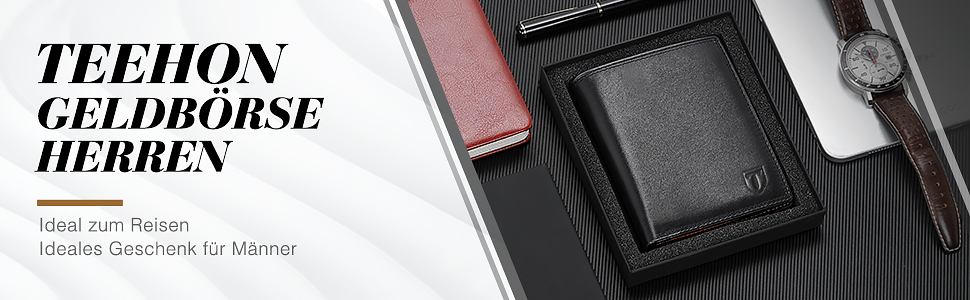 Чоловічий гаманець TEEHON з натуральної шкіри, RFID-захистом, 13 відділень для карток та великою секцією для монет | Місткий портмоне у вертикальному форматі