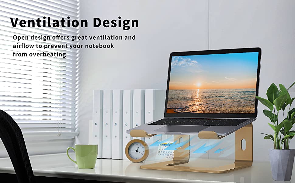 Підставка для ноутбука Orionstar, ергономічна, алюмінієва, з вентиляцією, сумісна з MacBook, Samsung, 10-15.6 дюймів, сіра (золота)