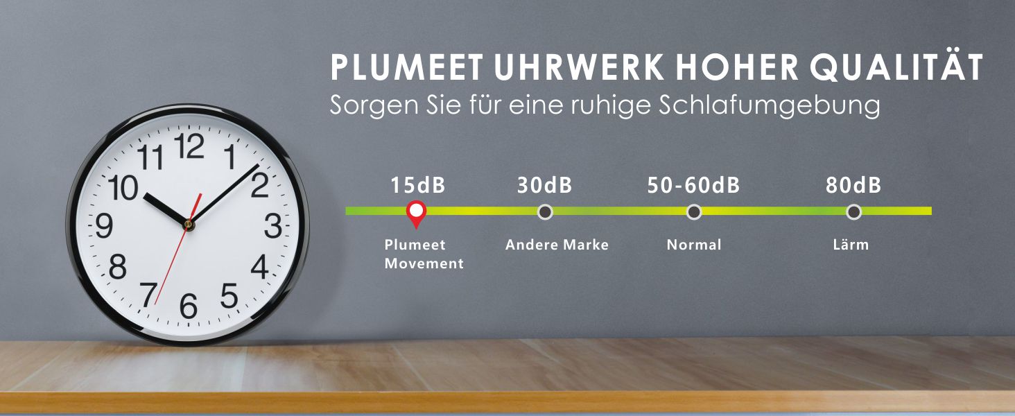 Великий безшумний настінний годинник Plumeet 40,6 см, кварцовий, чорний корпус, білий циферблат, декор для дому, кухні, офісу, школи, легкий для читання