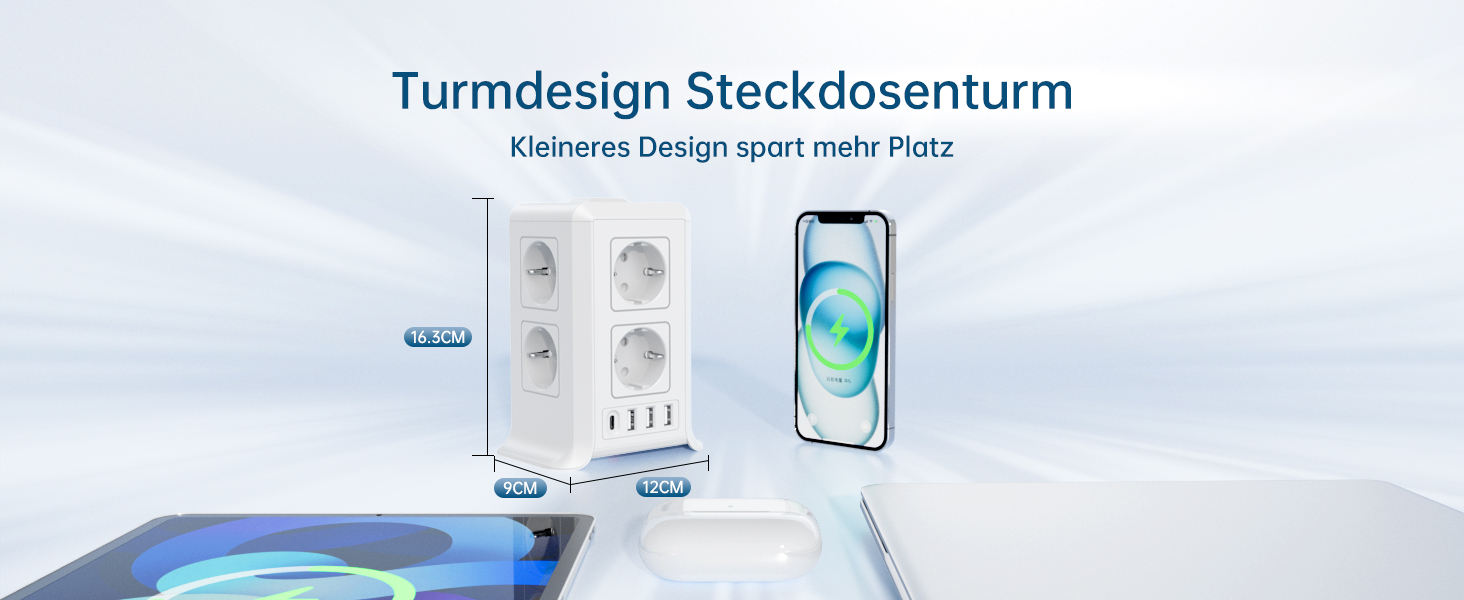Багаторозкладна мережева панель Sameriver 8-fach з вимикачем, 4 USB, захист від перенапруги, 5 м, біла