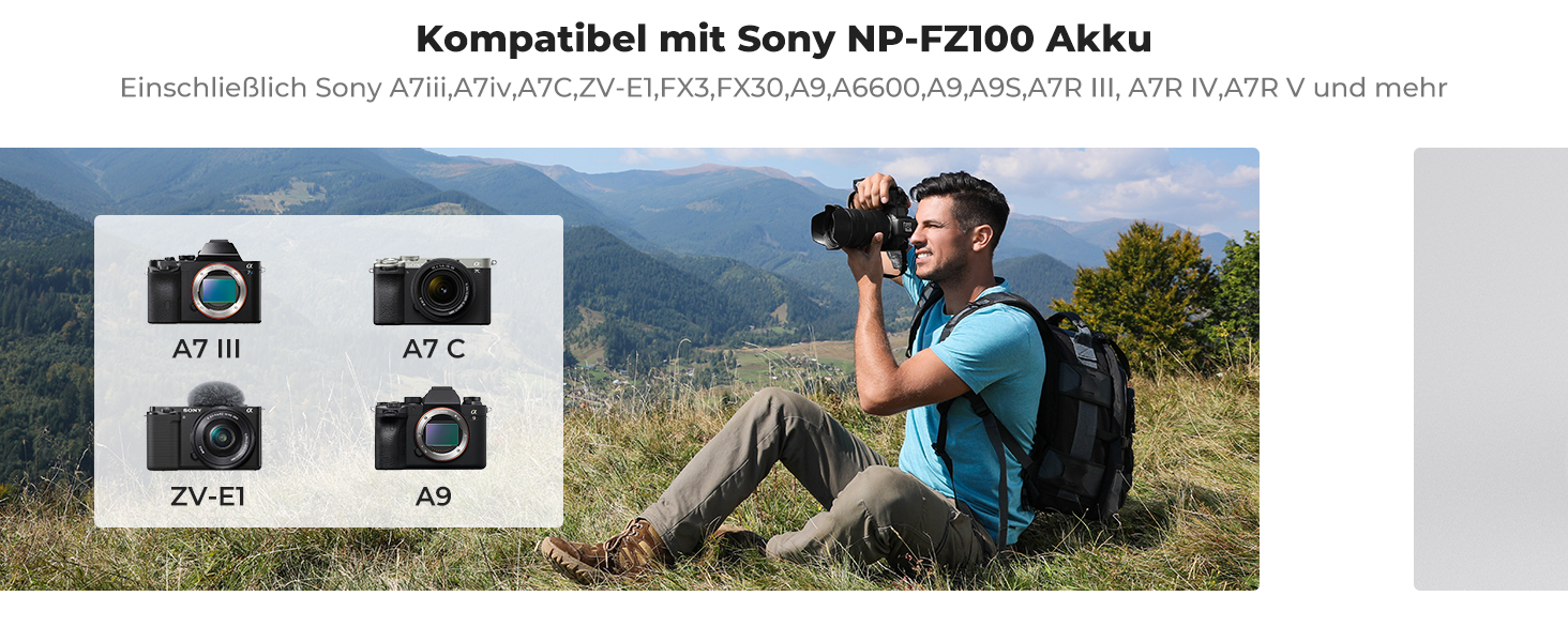 Зарядний пристрій K&F CONCEPT NP-FZ100 для камер Sony: A7iii, A7iv, A7Rv, A6700, A6600, A9, A1, FX3, FX30, ZV-E1 з LCD дисплеєм (3 слоти)