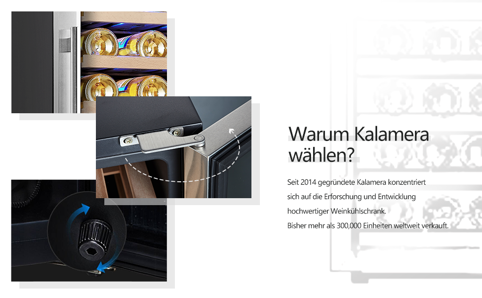 Kalamera 33-Bottle Wine Refrigerator with Dual Zone Cooling, Stainless Steel Door, 100 Liter Capacity