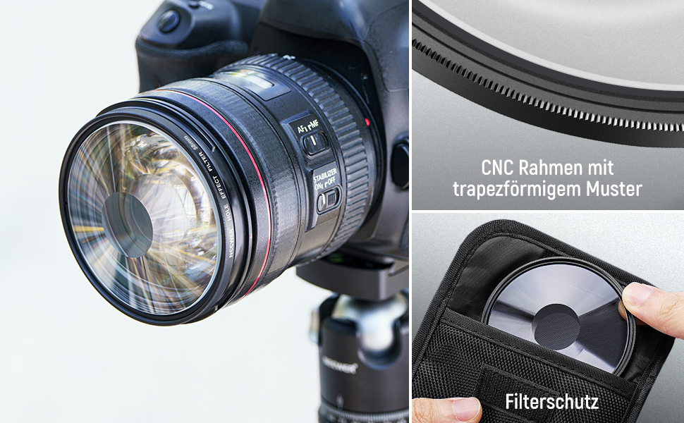 Фільтр Neewer для камери з ефектом розділених діоптрій (58mm) - лінійний призма K9 з алюмінієвим каркасом, для створення ефекту розмиття та повторення кольору